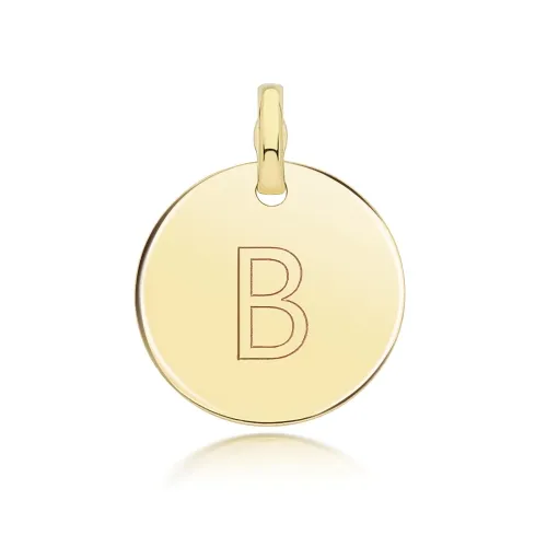 9ct Yellow Gold Round Plain Initial Pendant 14.3mm B